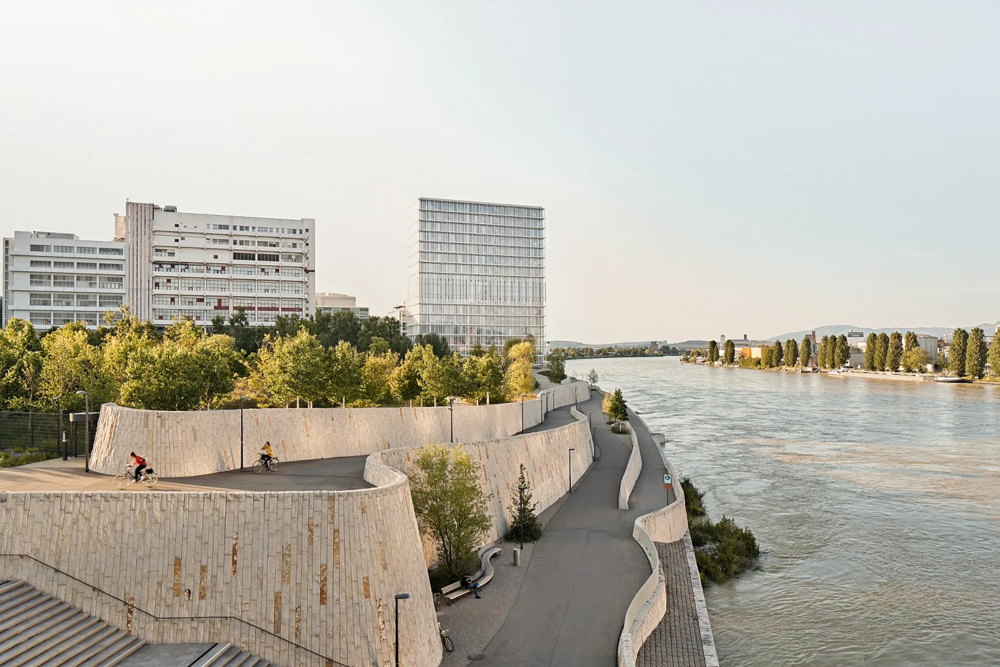 Novartis Headquarters in Basel, view from the river