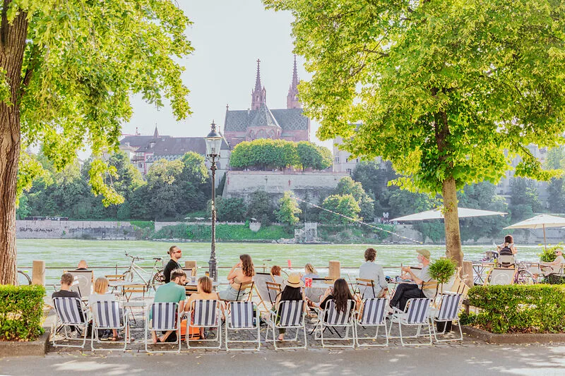 Summer in Basel at a restaurant by the rhein 800px
